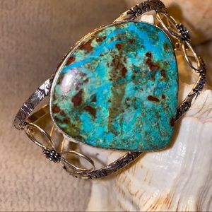 Chrysocolla natural gemstone handmade cuff